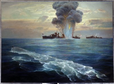 Rus İç Savaşı: İngiliz destroyeri Victoria, Bolşevik denizaltısı Pantera tarafından Seskar adası açıklarında (Finlandiya Körfezi) torpidolandı, 1 Eylül 1919 (İngiliz muhrip Vittoria, I. açıklarında bolşevik denizaltı Pantera tarafından torpidolandı) by Nikolai Evlampievich Bublikov