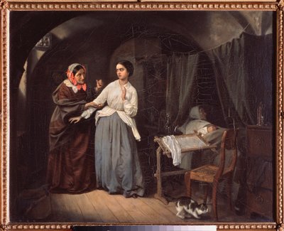 Baştan Çıkarma, Procuress - Nikolai Gustavovich Schilder (1828-1898) tarafından boyama, tuval üzerine yağlıboya by Nikolai Gustavovich Schilder