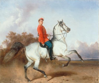 Bir hafif süvari süvarisinin binicilik portresi by Nikolai Jegorowitsch Swertschkow