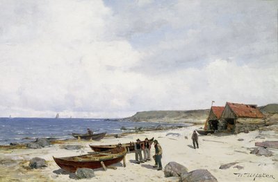 Sahilde Balıkçılar (tuval üzerine yağlı boya) by Nikolai Martin Ulfsten