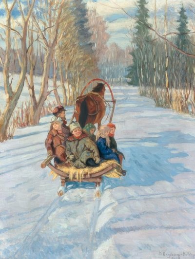 Bir kızak üzerinde çocuklar by Nikolai P. Bogdanow Bjelski