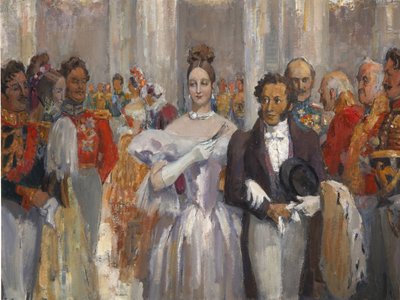 Alexander Puşkin, karısıyla baloda. by Nikolai Pavlovich Ulyanov