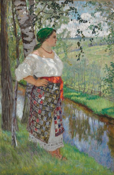 Köylü Kadın Bir Çayın Yanında by Nikolai Petrovich Bogdanov Belsky