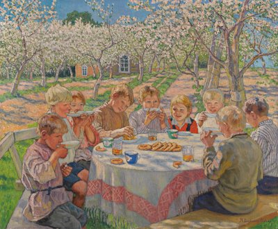 Elma Bahçesinde Çay. by Nikolai Petrovich Bogdanov Belsky