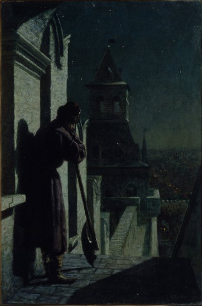 Mehtaplı Gecede Moskova Kremlin kulesindeki sokaklar, 1890