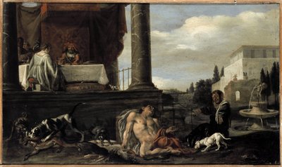 Lazarus ve zengin adam benzetmesi (tahta üzerine yağlı boya by Nikolaus Knüpfer