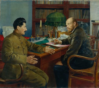 Lenin ve Stalin, 1938 by Nikolay Ivanovich Shestopalov