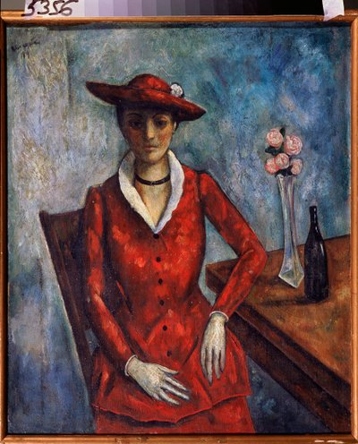 Kırmızılı bir kadın - Nikolai Vladimirovich Sinezubov'un (Nicolas Sinezuboff) (1891-1956), tuval üzerine yağlı boya tablosu by Nikolay Vladimirovic Sinezubov