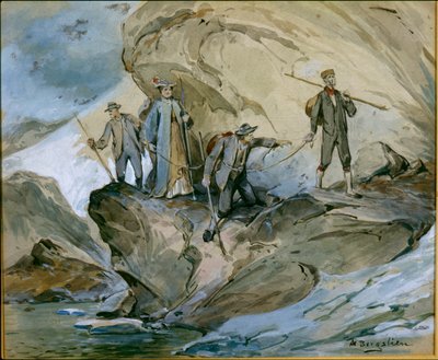 Hardanger buzulunda yürüyüş (kağıt üzerine sulu boya) by Nils Bergslien
