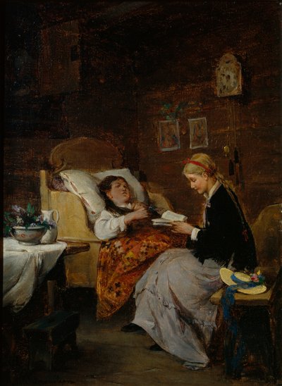 Hasta Ziyareti (tuval üzerine yağlı boya) by Nils Bergslien