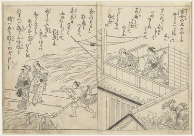 Bir nehir boyunca çayevi by Nishikawa Sukenobu (attributed to)