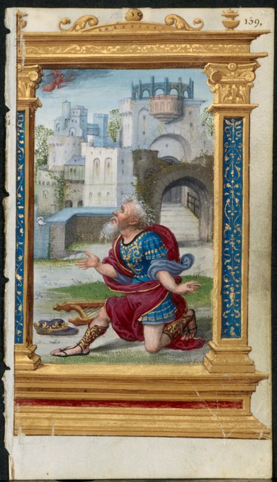 Bir Saatler Kitabından Yaprak: Duada Kral David 2 / 3 Kesilmiş Yaprak, c. 1530-35. by Noel Bellemare