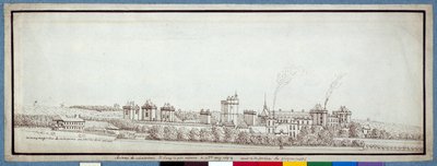 Bacaları tüten Chateau de Vincennes (kağıt üzerinde kalem ve mürekkep) by Noel Gasselin
