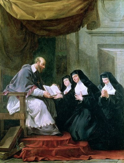 St. Francois de Sales (1567-1622) Giving the Rule of the Visitation to St. Jeanne de Chantal (1572-1641)  by Noel Halle