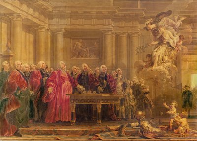 Paris Sulh Hakimleri Barış Haberlerini Alıyorlar, 21 Haziran 1763 by Noel Halle