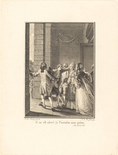 Üzgünüm, onu zorlukla eğitiyorum by Noël Le Mire after Jean Michel Moreau