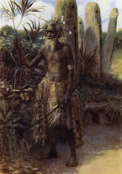 Kutsal Bir Adam, Aoba, Yeni Hebridler (renkli taş) by Norman Hardy