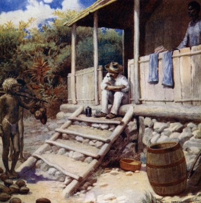 Kakao fıstığı, Aoba, Yeni Hebridler (renkli taş) alan bir Tüccar by Norman Hardy