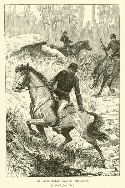 Avustralya Yerlisi izleme (gravür) by Norman Hardy