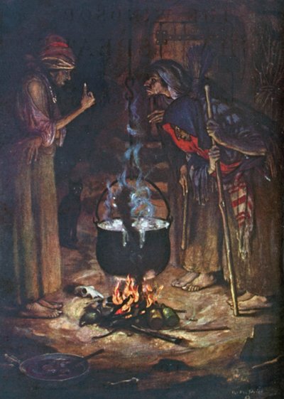 Tuhaf Kız Kardeşler. Macbeth - Perde IV, Sahne 1 (renkli taş baskı) by Norman Mills (after) Price