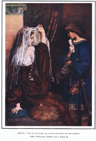 Olivia: "Ama perdeyi çekip sana resmi göstereceğiz" (On İkinci Gece) by Norman Mills Price