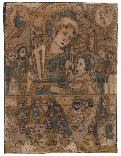 Son Akşam Yemeği ile Madonna laktanlar (tahta baskı) by Northern Italian School
