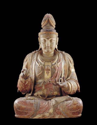 Bodhisattva Guanyin (ahşap, gesso, mineral pigmentler ve altın) by Northern Song Dynasty Chinese School