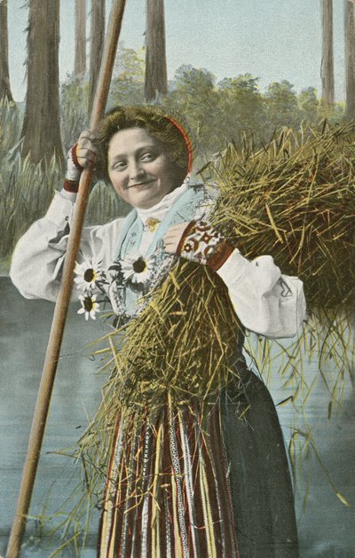 Hasat sırasında Norveçli kız (renkli fotoğraf) by Norwegian Photographer