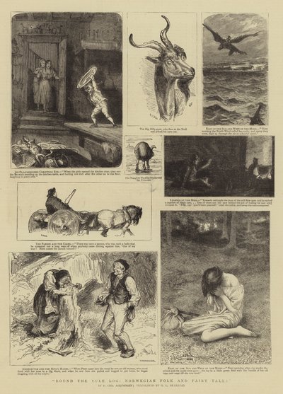 Yule Günlüğü Yuvarlak, Norveç Halk ve Masalları (gravür) by Norwegian School