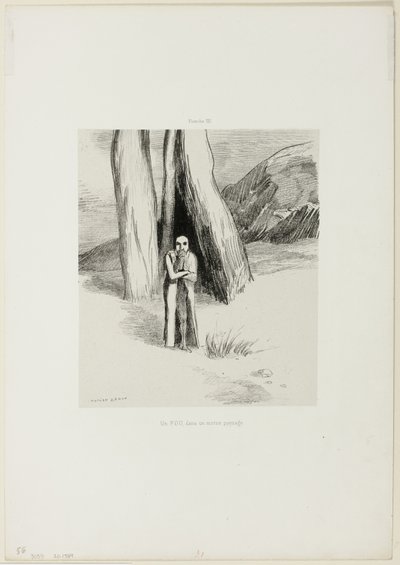 Kasvetli Bir Manzarada Bir Deli, plaka 3/6 by Odilon Redon