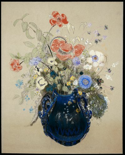 Mavi Çiçeklerden Bir Vazo, c.1905-08 by Odilon Redon