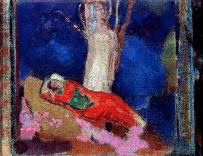 Ağacın Altında Yatan Bir Kadın, 19. veya 20. yüzyılın başlarında. by Odilon Redon