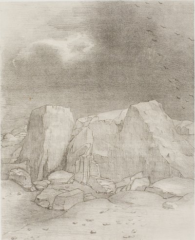 Ve Kurak, Tepelerle Kaplı Bir Ova Görüyor, levha 7/24 by Odilon Redon