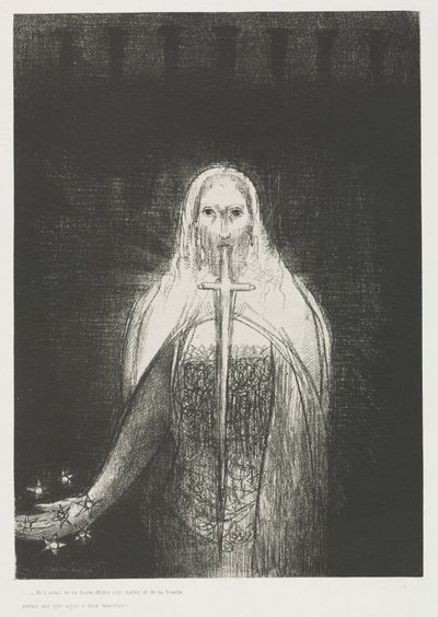 Ve Sağ Elinde Yedi Yıldız Vardı; ve Ağzından İki Kenarlı Keskin Bir Kılıç Çıktı by Odilon Redon