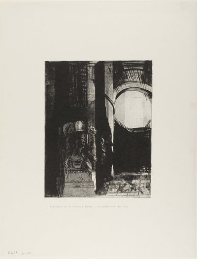 Ve Her Tarafta Bazalt Sütunlar,...Tonozlu Çatıdan Işık Düşüyor, levha 3/24 by Odilon Redon