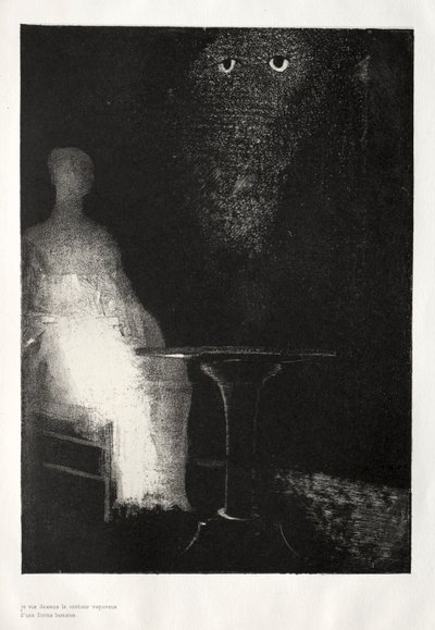 Aşağıda, Bir İnsan Formunun Buharlı Konturlarını Gördüm by Odilon Redon