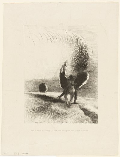 Bir Gölgenin Kanadının Altındaki Kara Yaratık Enerjik Bir Şekilde Isırıyordu, plaka 4/6 by Odilon Redon