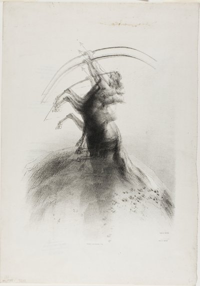 Bulutları hedef alan centaur by Odilon Redon