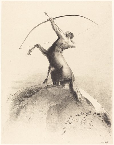 Bulutları hedefleyen centaur by Odilon Redon