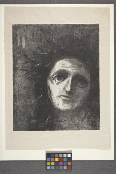 Christ (çine uçucu kağıt üzerine litografi) by Odilon Redon