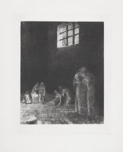 Ağlayan ve dua eden insanların gölgesinde... by Odilon Redon