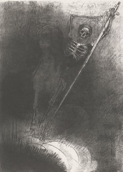 At Üzerinde Ölüm, 1899 (baskı) by Odilon Redon