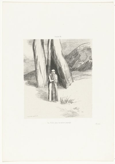 Kasvetli bir manzarada bir deli Un FOU, dans un morne paysage (nesne üzerinde başlık) by Odilon Redon