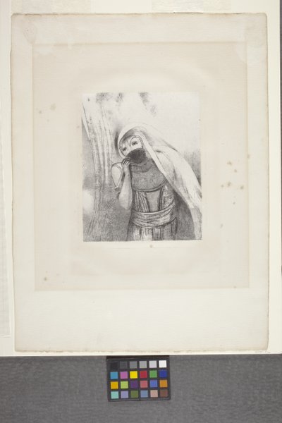 Göğsünden Tamamen Siyah Bir Sünger Çekiyor... (çine aplikeli kağıt üzerine taşbaskı) by Odilon Redon