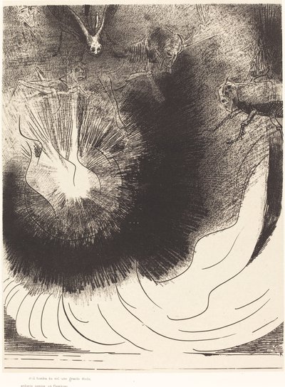 Et il tombe du ciel une grande etoile ardente (Ve gökten bir lamba gibi yanan büyük bir yıldız düştü) by Odilon Redon