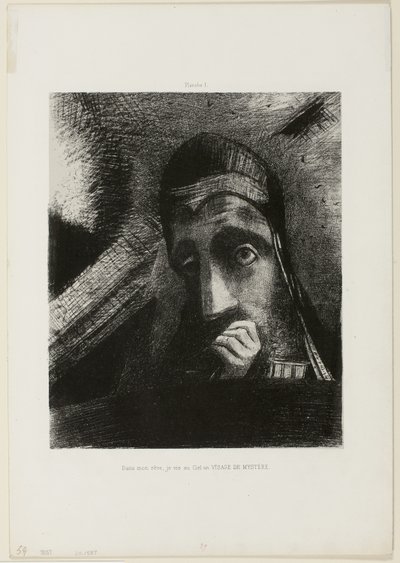 Gizemin Yüzü (Rüyamda Gökyüzünde GİZEMİN YÜZÜNÜ gördüm), Goya'ya Saygı'dan levha 1 by Odilon Redon