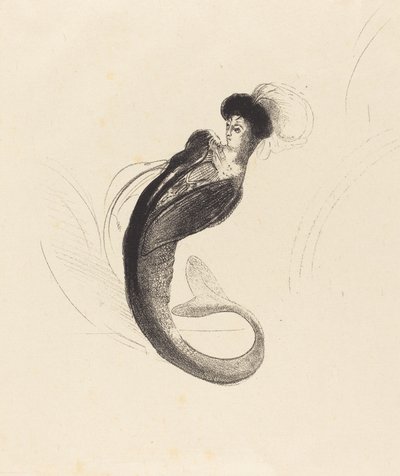Femme a la tork ornee (tüylü şapkalı kadın) by Odilon Redon