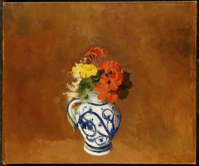 Stoneware Vazoda Sardunyalar ve Diğer Çiçekler by Odilon Redon