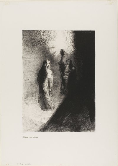 Bronz Vazoyu Kaldırıyor, plaka 4/10 by Odilon Redon