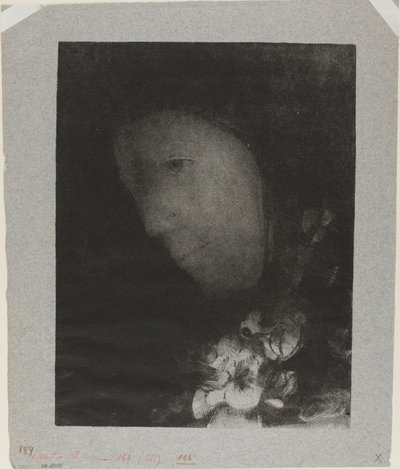 Çiçeklerden Korsajlı Kadın Başı by Odilon Redon